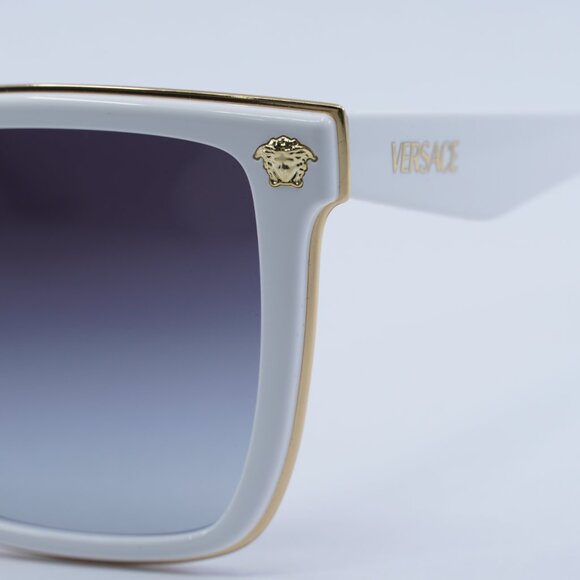 Versace VE2278D 314/8G Sunglasses White Square Frame, Grey Lenses